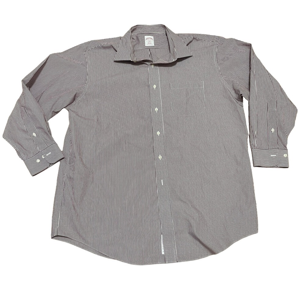 Brooks Brothers Men's 17 2/3 Regular Fit Non Iron‎ Cotton Red Stripe Dress Shirt